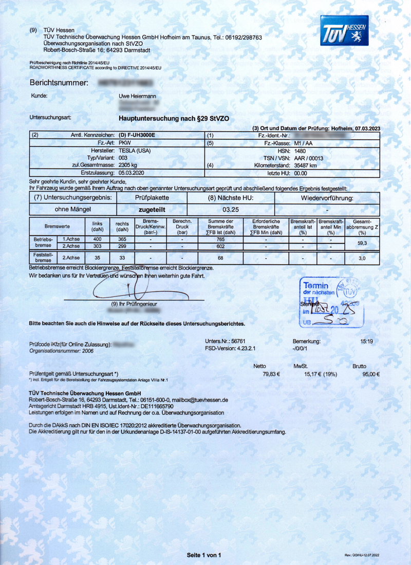T&Uuml;V-Bericht